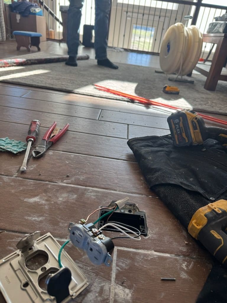 Gallery photos for Circuit Extension and Floor Outlet Installation in Waynesville: Image #1